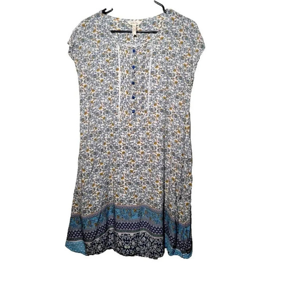 Matilda Jane Dress Sz M Floral Cottagecore Pintucked Lace Button Boho Femme Thin - Picture 1 of 10